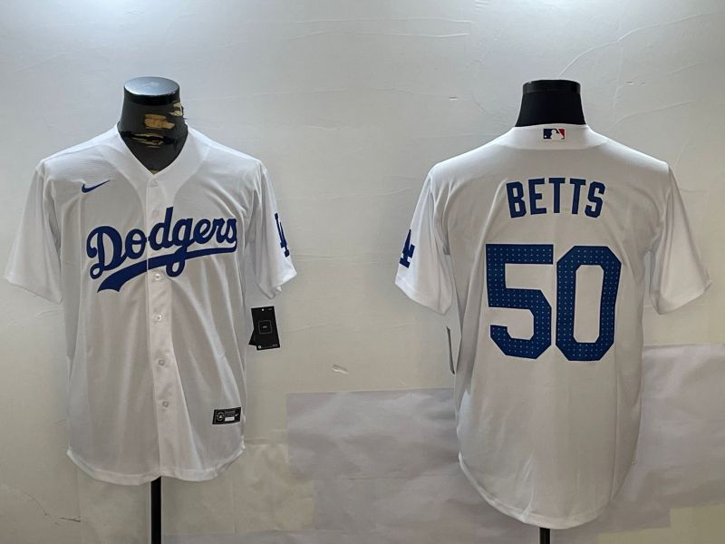 Men Los Angeles Dodgers #50 Betts White Game 2024 Nike MLB Jersey style 12114